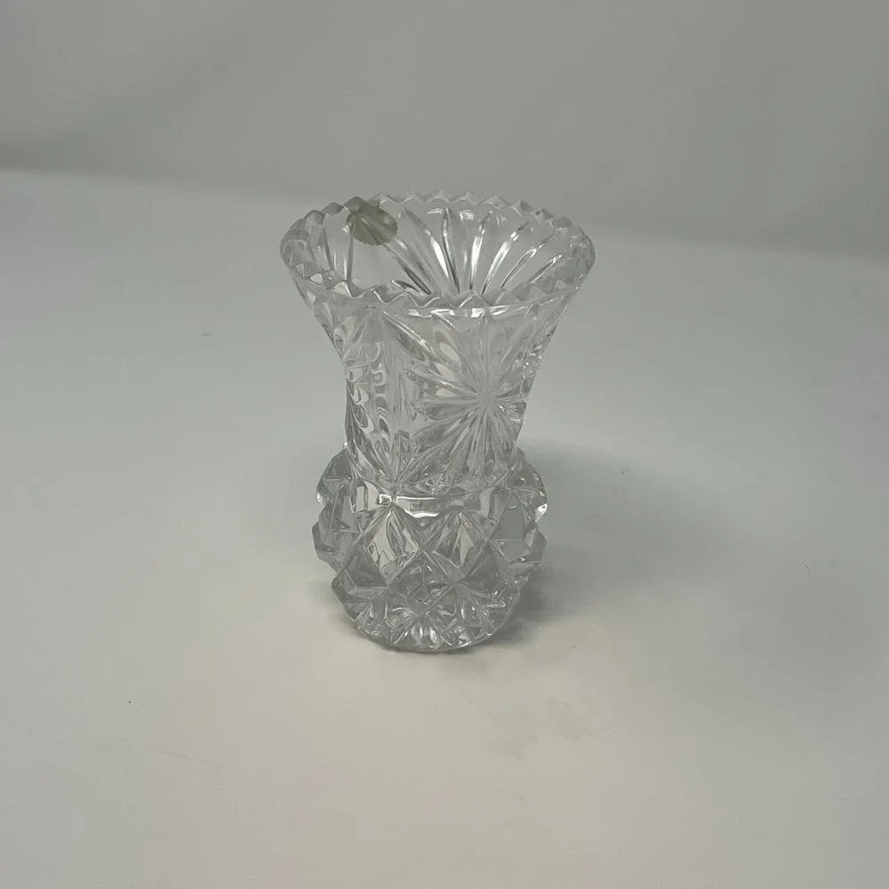 Vintage lead crystal vase small Czech Bohemian